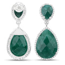 19.42 Carat Dyed Emerald and White Topaz .925 Sterling Silver Earrings-7