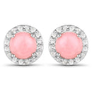 1.36 Carat Genuine Pink Opal and White Topaz .925 Sterling Silver Earrings-4