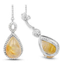10.04 Carat Genuine Golden Rutile And White Topaz .925 Sterling Silver Earrings-6