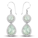 11.82 Carat Genuine Aquamarine .925 Sterling Silver Earrings-4