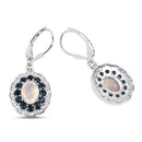 2.80 Carat Genuine Ethiopian Opal, Blue Sapphire and White Topaz .925 Sterling Silver Earrings-5