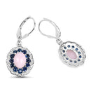 4.00 Carat Genuine Opal Pink, Blue Sapphire and White Topaz .925 Sterling Silver Earrings-5