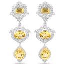 6.63 Carat Genuine Citrine and White Topaz .925 Sterling Silver Earrings-2