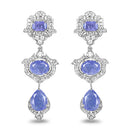 7.73 Carat Genuine Tanzanite and White Topaz .925 Sterling Silver Earrings-4