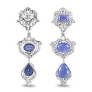7.73 Carat Genuine Tanzanite and White Topaz .925 Sterling Silver Earrings-6