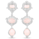 6.97 Carat Genuine Pink Opal and White Topaz .925 Sterling Silver Earrings-2