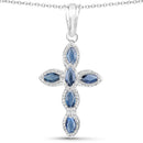 0.90 Carat Genuine Blue Sapphire .925 Sterling Silver Pendant-1