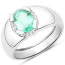 1.10 Carat Genuine Emerald and White Topaz .925 Sterling Silver Ring-1