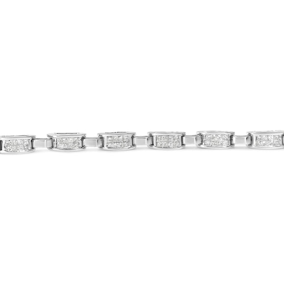 14K White Gold 2.0 Cttw Princess Cut Invisible Set Diamond Rectangular Link Bracelet (I-J Color, I1-I2 Clarity) - 7.25"