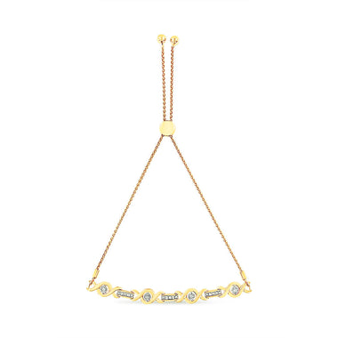 14K Yellow Gold Plated .925 Sterling Silver Channel Set Diamond Accent Twist 4â€-10â€ Adjustable Bolo Bracelet (I-J Color, I3 Clarity) - 0