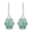 2.48 Carat Genuine Zambian Emerald and White Zircon .925 Sterling Silver Earrings-4