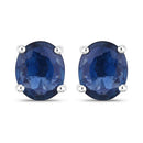 0.68 Carat Genuine Blue Sapphire 14K White Gold Earrings-1