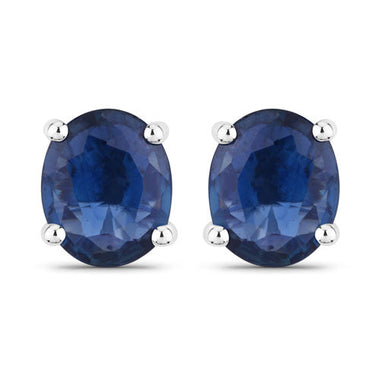 0.68 Carat Genuine Blue Sapphire 14K White Gold Earrings