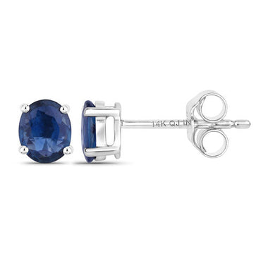 0.68 Carat Genuine Blue Sapphire 14K White Gold Earrings - 0