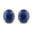 0.68 Carat Genuine Blue Sapphire 14K Yellow Gold Earrings-1