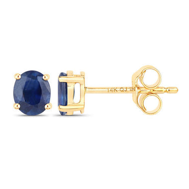0.68 Carat Genuine Blue Sapphire 14K Yellow Gold Earrings - 0