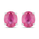 0.60 Carat Genuine Ruby 14K White Gold Earrings-1