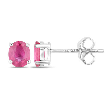 0.60 Carat Genuine Ruby 14K White Gold Earrings - 0