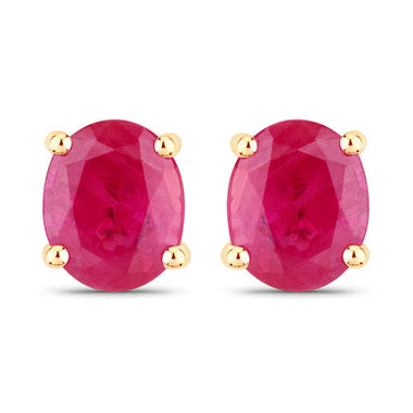 0.60 Carat Genuine Ruby 14K Yellow Gold Earrings