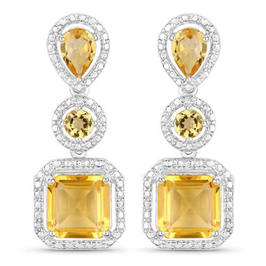 7.580 Carat Genuine Citrine .925 Sterling Silver Earrings - 0