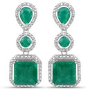 7.85 Carat Dyed Emerald .925 Sterling Silver Earrings-2