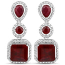 11.34 Carat Dyed Ruby .925 Sterling Silver Earrings-2