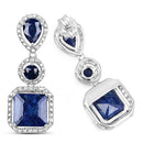 11.62 Carat Dyed Sapphire .925 Sterling Silver Earrings-6