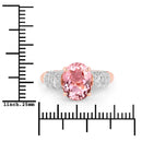 3.11 Carat Genuine Pink Tourmaline and White Diamond 14K Rose Gold Ring-3