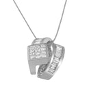 14K White Gold 2 cttw Princess and Baguette Cut Diamond Double Loop Pendant Necklace (G-H, VS1-VS2)-2