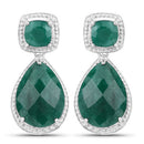 26.00 Carat Dyed Emerald .925 Sterling Silver Earrings-5