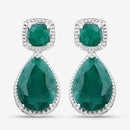 26.00 Carat Dyed Emerald .925 Sterling Silver Earrings-8
