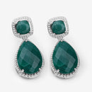 26.00 Carat Dyed Emerald .925 Sterling Silver Earrings-9
