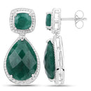 26.00 Carat Dyed Emerald .925 Sterling Silver Earrings-6
