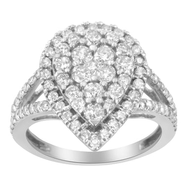 .925 Sterling Silver Diamond Cluster Ring (1 1/2 Cttw, H-I Color, I1-I2 Clarity) - Size 6 - 0