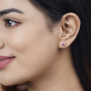 0.71 Carat Genuine Ruby and White Diamond 14K Yellow Gold Earrings-10