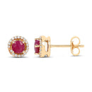 0.71 Carat Genuine Ruby and White Diamond 14K Yellow Gold Earrings-6