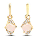 0.57 Carat Genuine Ethiopian Opal and White Diamond 14K Yellow Gold Earrings-6