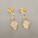 0.57 Carat Genuine Ethiopian Opal and White Diamond 14K Yellow Gold Earrings-9
