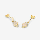 0.57 Carat Genuine Ethiopian Opal and White Diamond 14K Yellow Gold Earrings-10