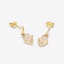 0.57 Carat Genuine Ethiopian Opal and White Diamond 14K Yellow Gold Earrings-12