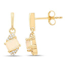 0.57 Carat Genuine Ethiopian Opal and White Diamond 14K Yellow Gold Earrings-7