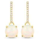 1.06 Carat Genuine Ethiopian Opal and White Diamond 10K Yellow Gold Earrings-5