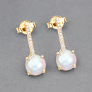 1.06 Carat Genuine Ethiopian Opal and White Diamond 10K Yellow Gold Earrings-9