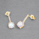 1.06 Carat Genuine Ethiopian Opal and White Diamond 10K Yellow Gold Earrings-10
