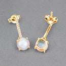 1.06 Carat Genuine Ethiopian Opal and White Diamond 10K Yellow Gold Earrings-11