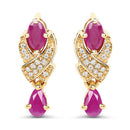 1.12 Carat Genuine Ruby and White Diamond 14K Yellow Gold Earrings-6