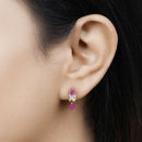1.12 Carat Genuine Ruby and White Diamond 14K Yellow Gold Earrings-15
