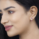 1.12 Carat Genuine Ruby and White Diamond 14K Yellow Gold Earrings-16
