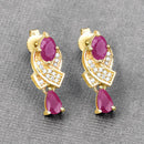 1.12 Carat Genuine Ruby and White Diamond 14K Yellow Gold Earrings-9