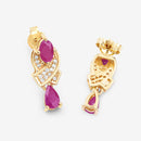 1.12 Carat Genuine Ruby and White Diamond 14K Yellow Gold Earrings-13